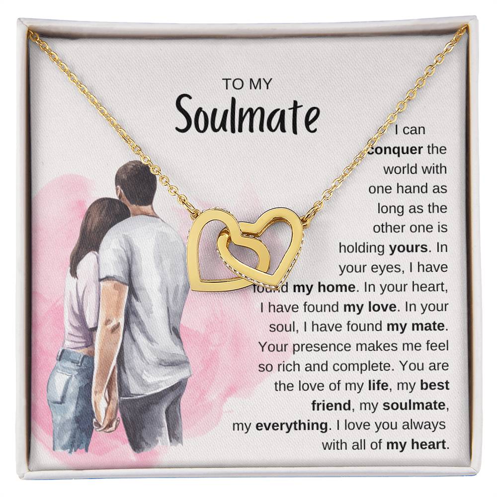 To My Soulmate Necklace - Perfect Gift for Romantic Celebrations & Appreciation Days - Interlocking Hearts Necklace