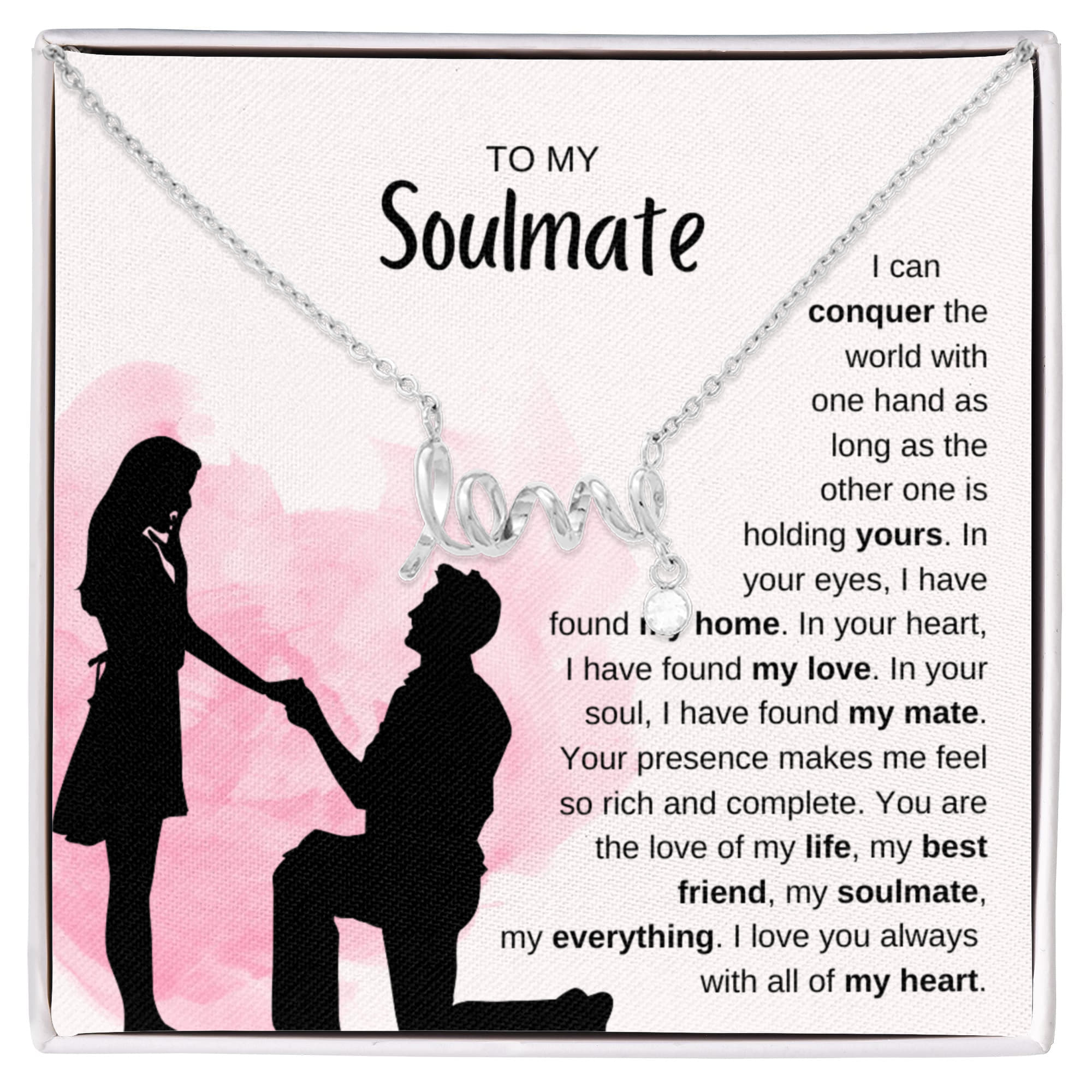 To My Soulmate Necklace - Unique Soulmate Gift for Her for Birthdays & Surprise Moments - Scripted Love Necklace