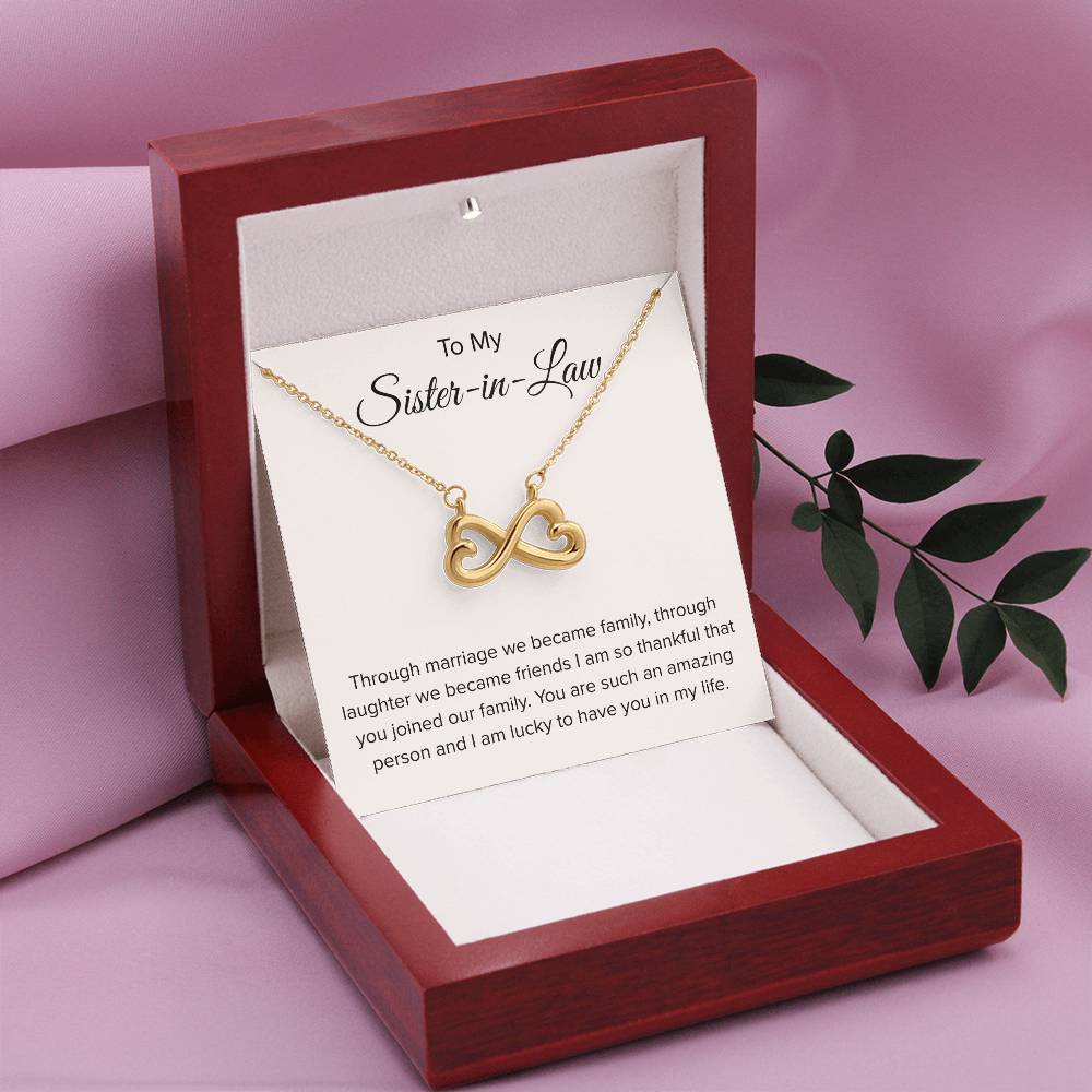 To My Sister In Law - Through Marriage We Become Family - Sister In Law Gift - Endless Love Necklace