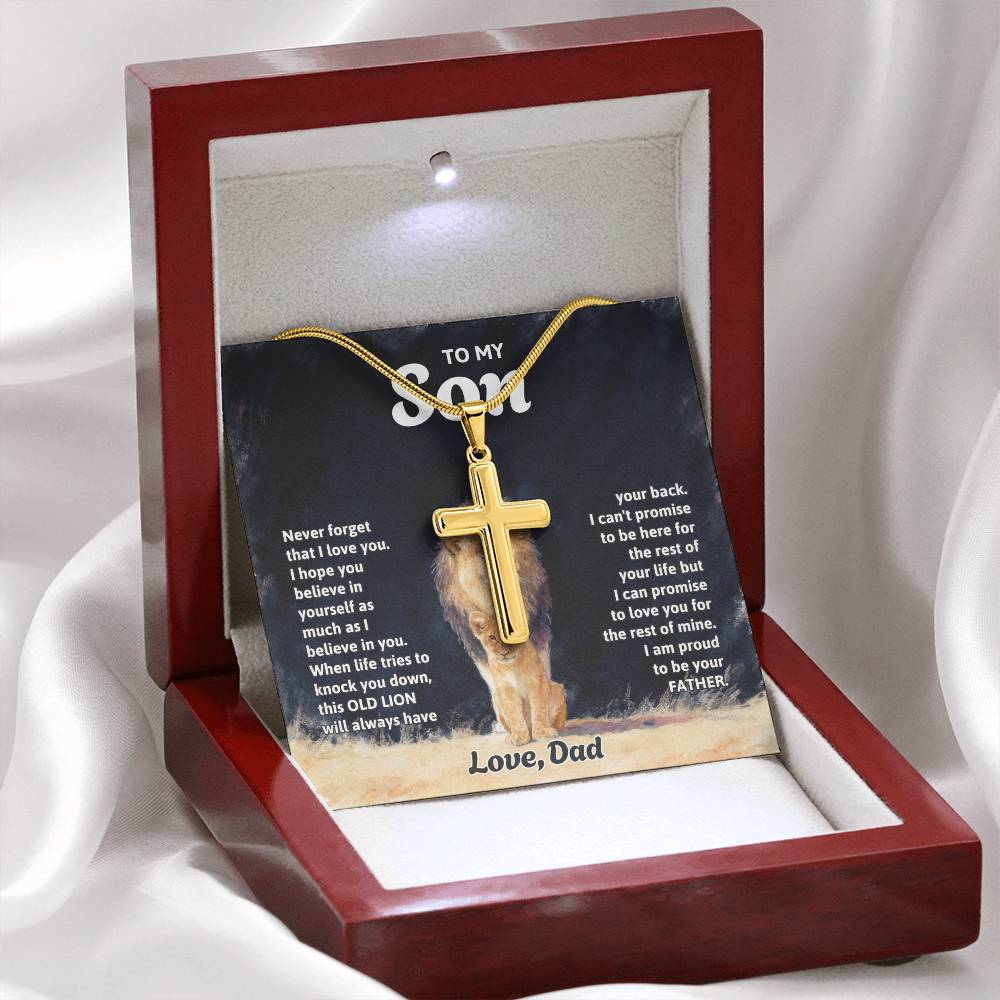 To My Son Necklace - Gift for Son from Dad - Never forget that I love you - Artisan Cross Necklace