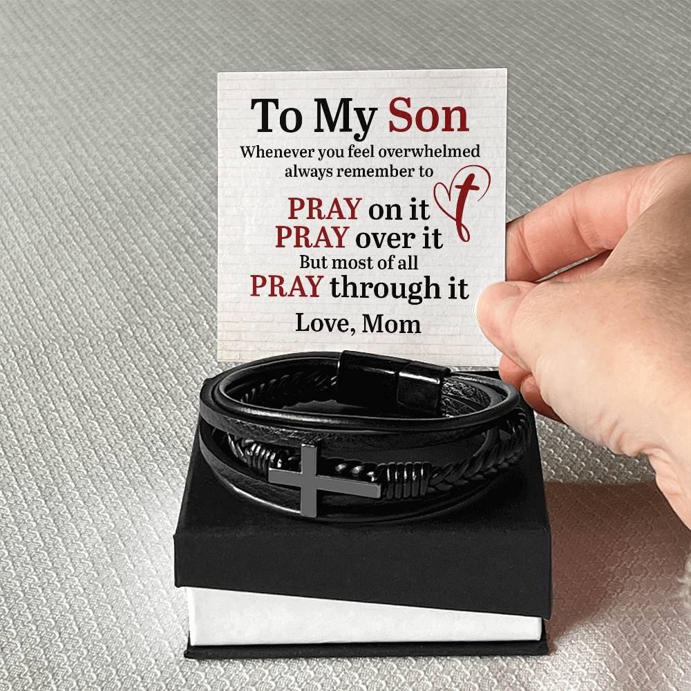 Gift for Son from Mother – Graduation, Christmas – Men’s Cross Bracelet