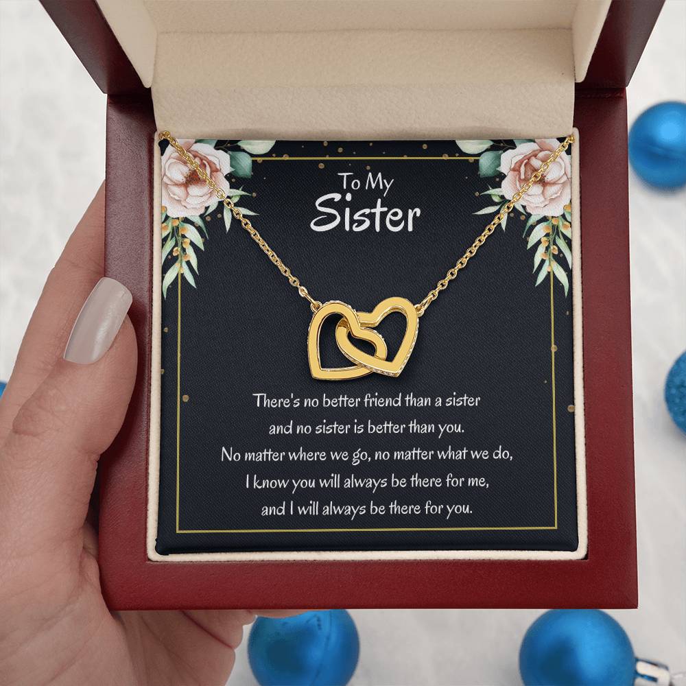 Present for Sister - There's no better friend than a sister - Interlocking Hearts Necklace