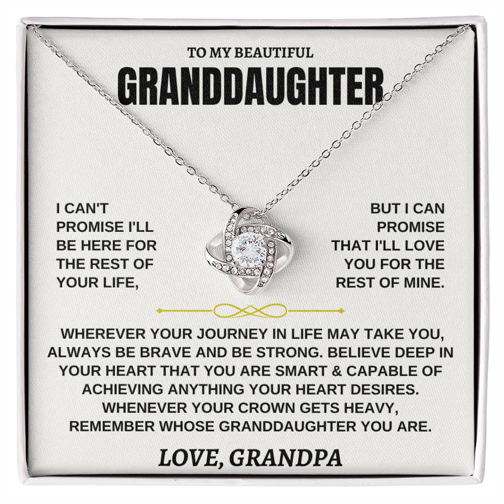 To My Granddaughter Necklace – Valentine’s Day & Graduation Gift for Granddaughter from Grandpa – Love Knot Necklace
