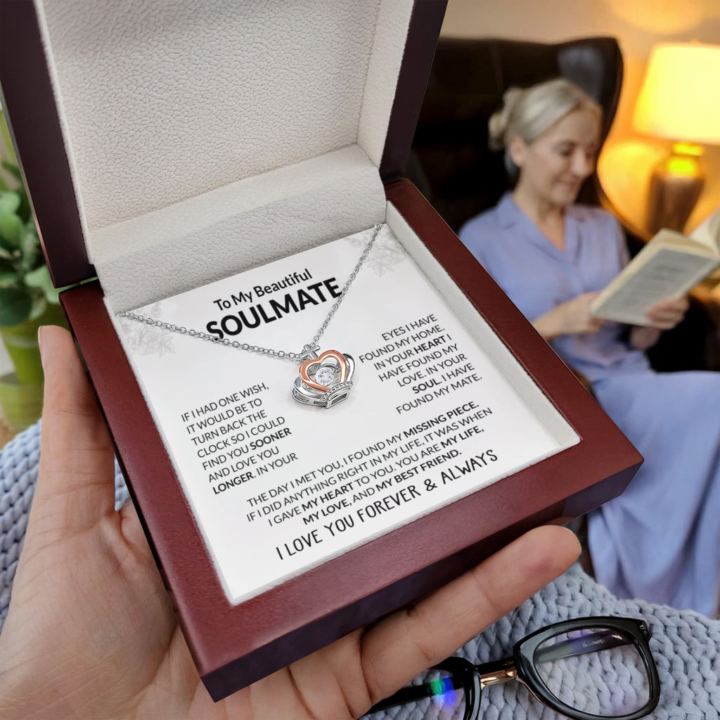 To My Beautiful Soulmate Necklace - Romantic Necklace Gift for Her for Valentine’s Day & Special Occasions - Crown Pendant Necklace