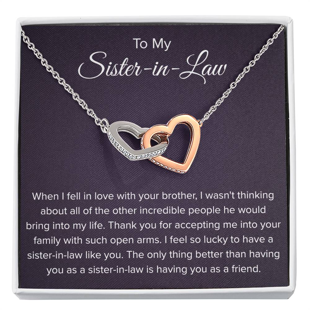 To My Sister In Law - Thank You for Accepting Me - Interlocking Hearts Necklace