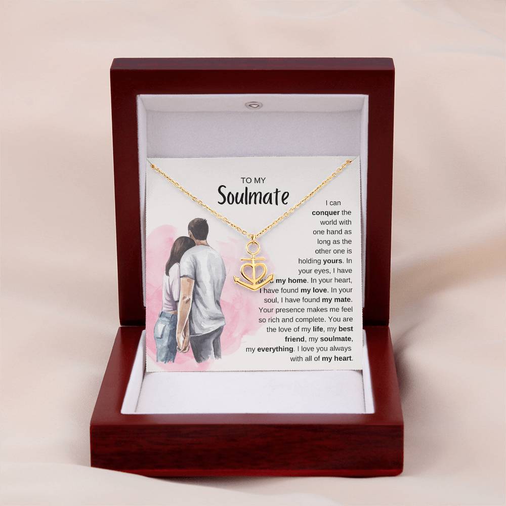 To My Soulmate Necklace - Best Soulmate Gift for Valentine’s Day & Everyday Romance - Anchor Pendant Necklace