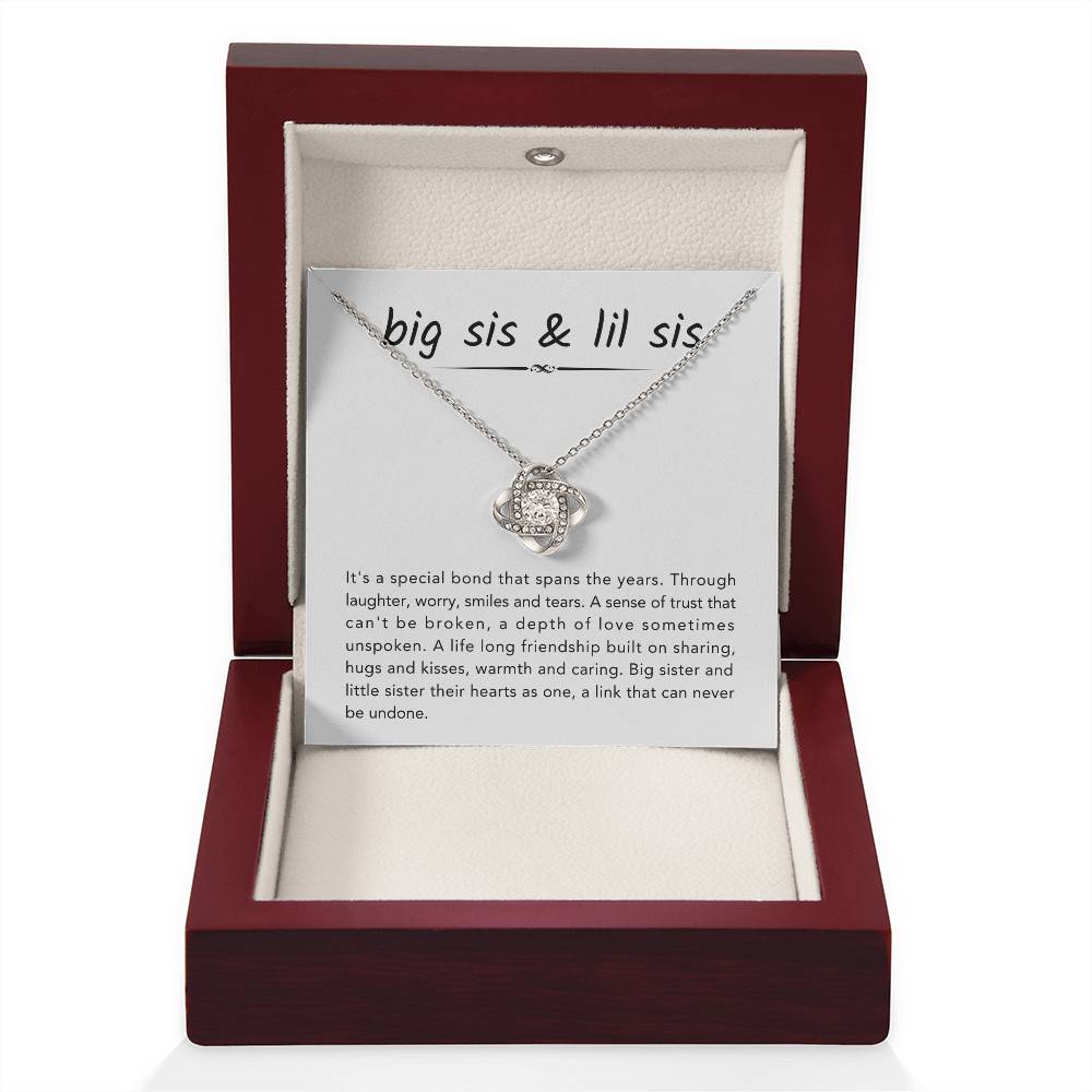 Big Sister & Little Sister Necklace - It's a special bond that spans the years - Gift for Sister - Love Knot Necklace