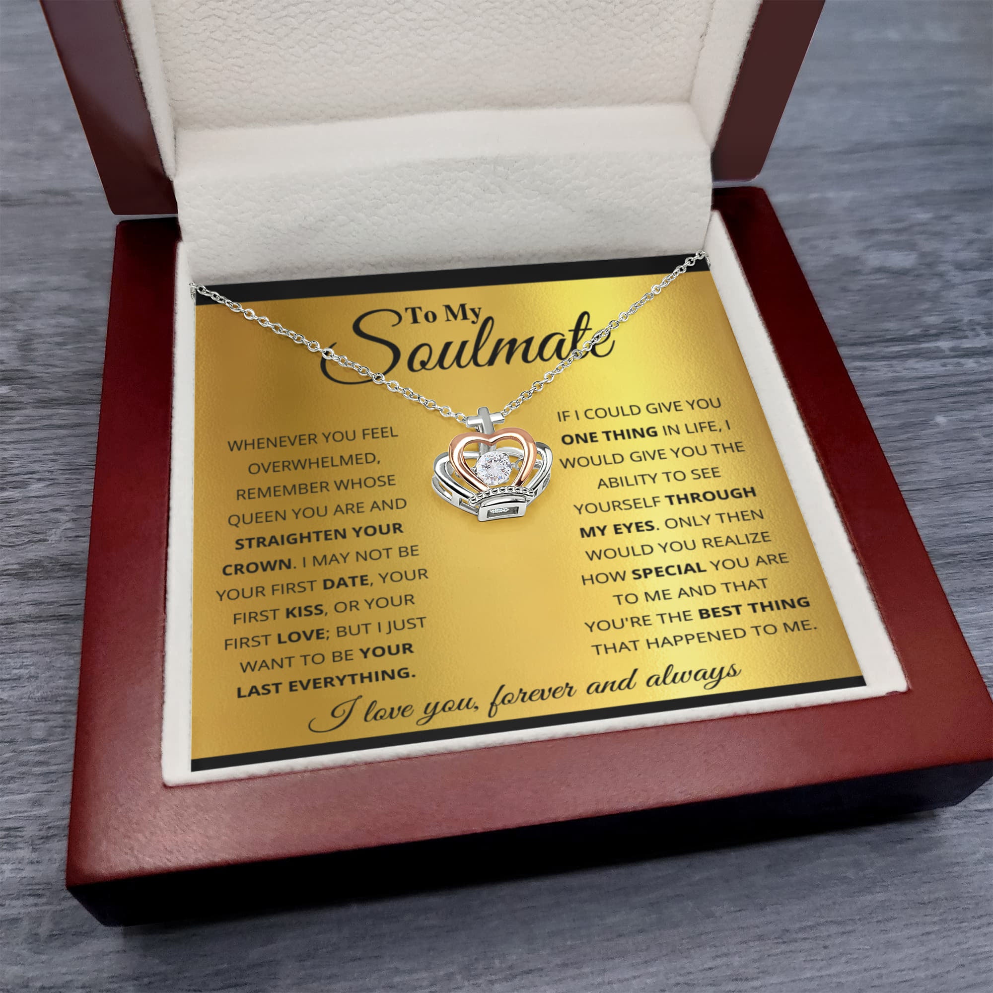 To My Soulmate Necklace - Special Gift for Birthday & Valentine’s Day - Crown Pendant Necklace