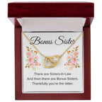 Gift for Bonus Sister - Thankfully You're the Latter - Interlocking Hearts Necklace