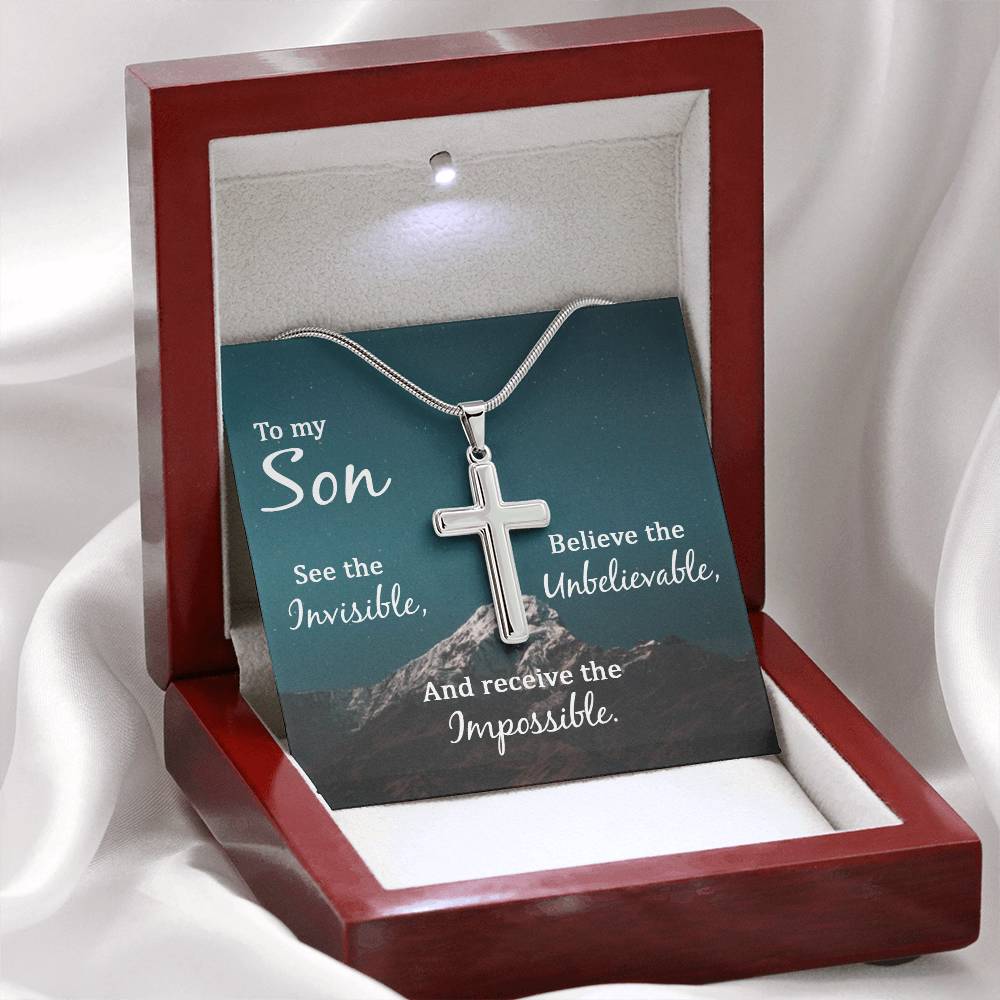 To My Son Necklace - Receive the impossible - Artisan Cross Necklace