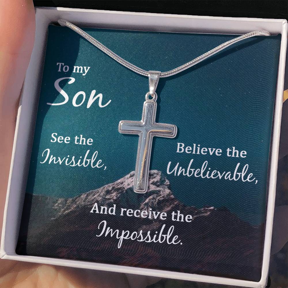 To My Son Necklace - Receive the impossible - Artisan Cross Necklace