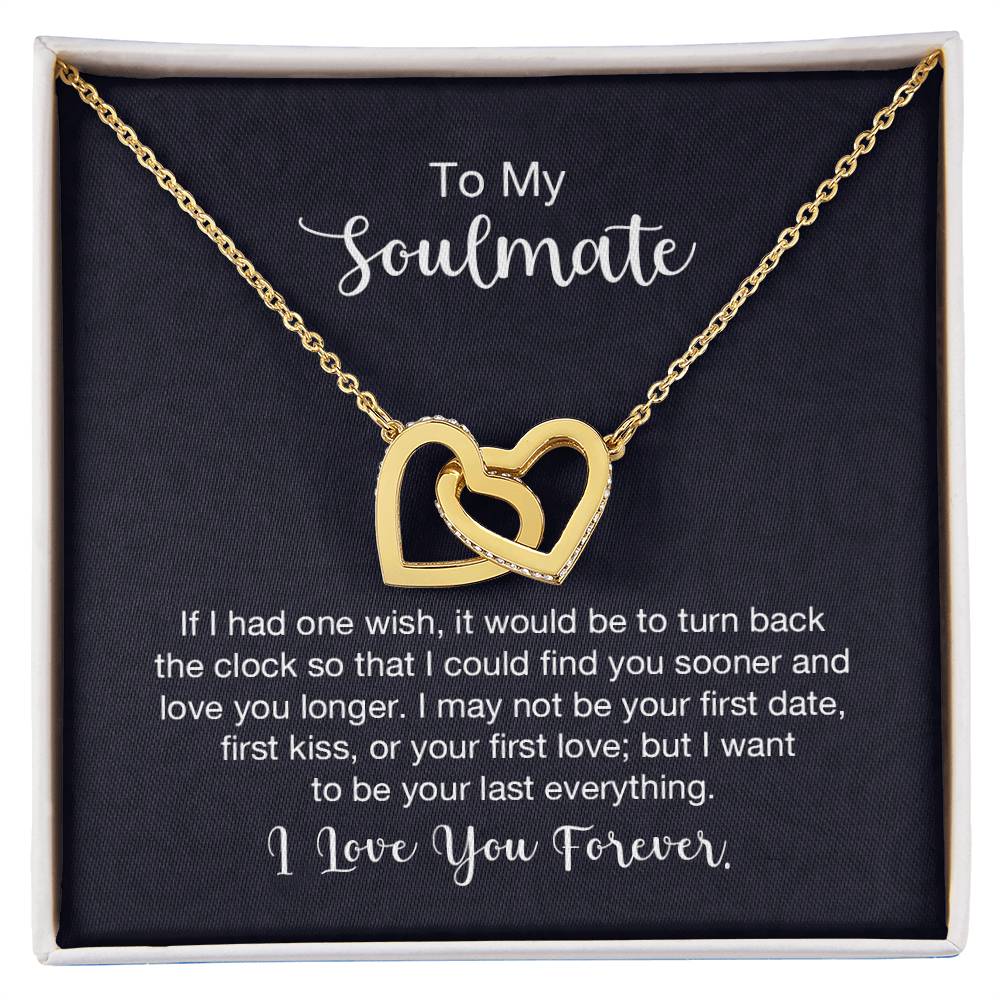 To My Soulmate Necklace - Long Distance Relationship Soulmate Gift for Romantic Occasions - Interlocking Hearts Necklace