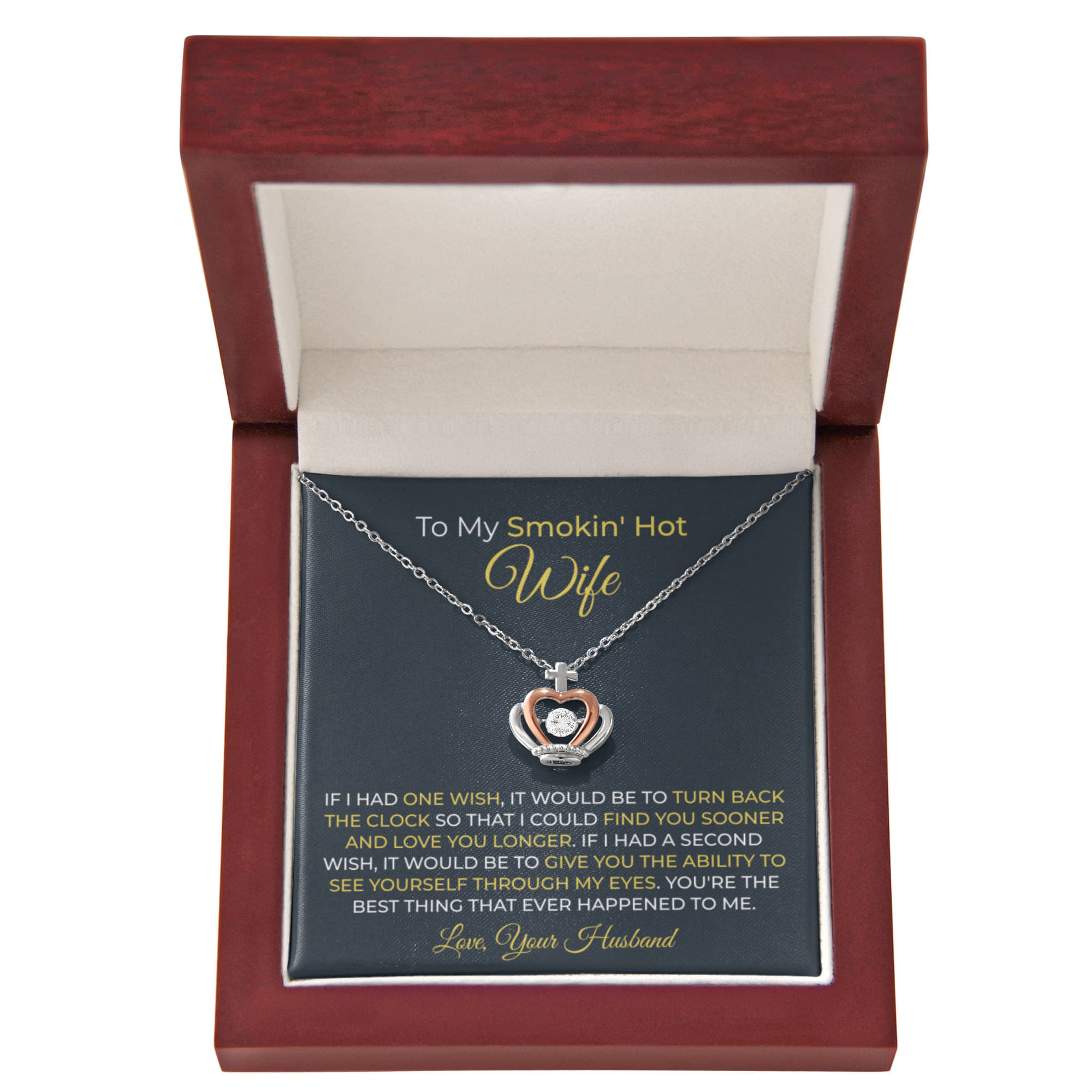 Best Gift for Wife from Husband - Emotional Love Jewelry for Birthday, Valentine’s Day, Anniversary & Christmas - Crown Pendant Necklace