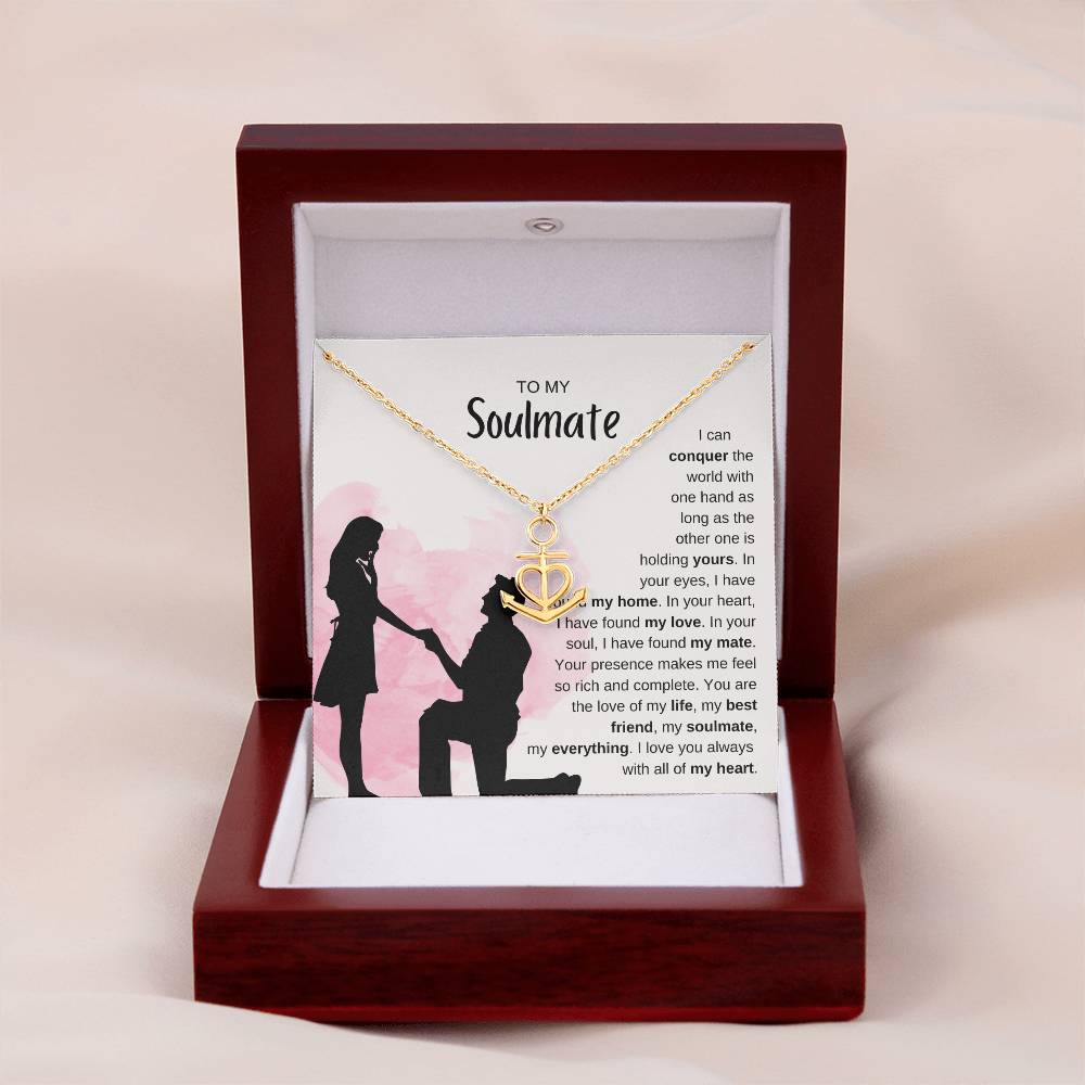 To My Soulmate Necklace - Unique Soulmate Gift for Her for Birthdays & Surprise Moments - Anchor Pendant Necklace