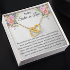 To My Sister In Law Necklace - Gift for Bonus Sister - Interlocking Hearts Necklace