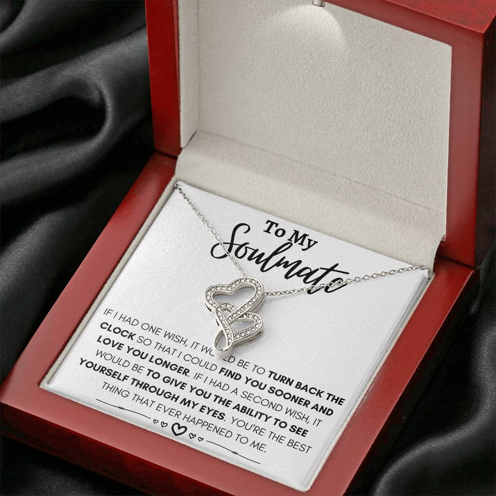 To My Soulmate Necklace - Romantic Jewelry Gift for Her for Christmas & Special Dates - Heart-to-heart Pendant Necklace