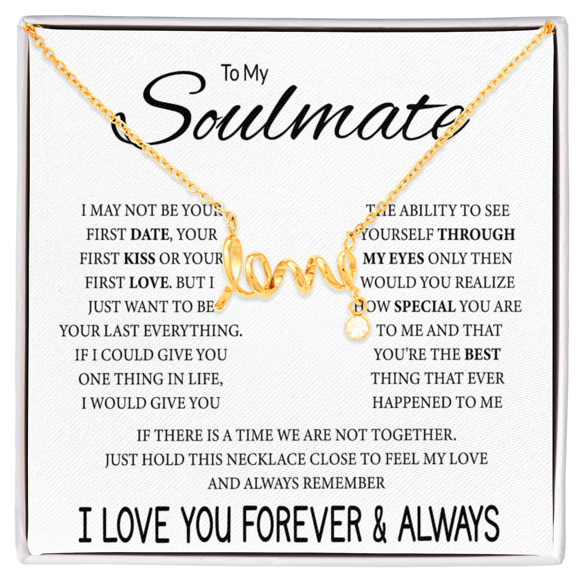 To My Soulmate Necklace - Sweet Soulmate Gift Idea for Valentine’s Day & Birthdays - Scripted Love Necklace