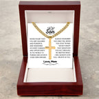 To My Son - Gift for Son from Mom - I will always love you - Artisan Cross with Cuban Link Chain