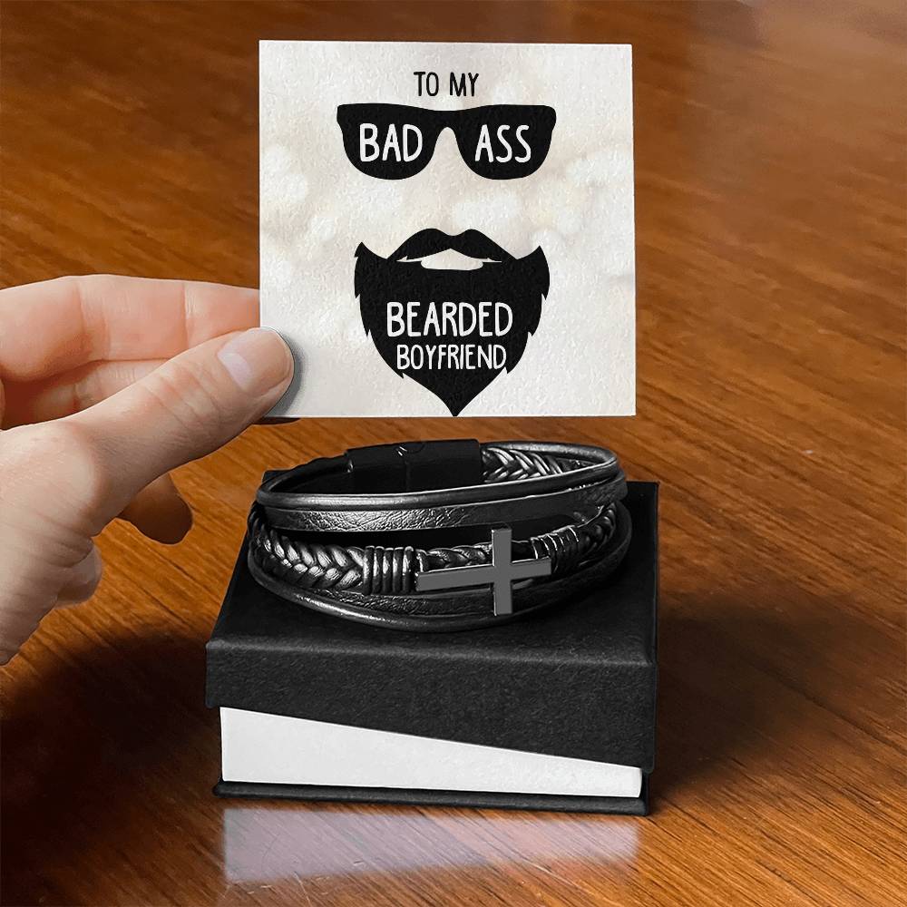 To My Bearded Boyfriend - Men's Cross Bracelet