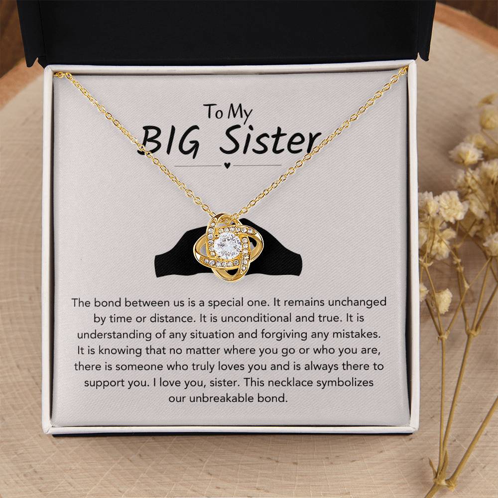 To My Big Sister Necklace - The bond between us is a special one - Gift for Big Sister - Love Knot Necklace