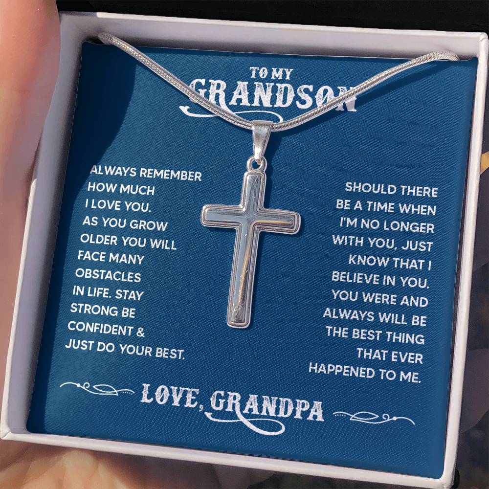 To My Grandson - Always remember how much I love you - Artisan Cross Necklace from Grandpa