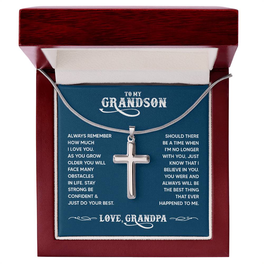 To My Grandson - Always remember how much I love you - Artisan Cross Necklace from Grandpa