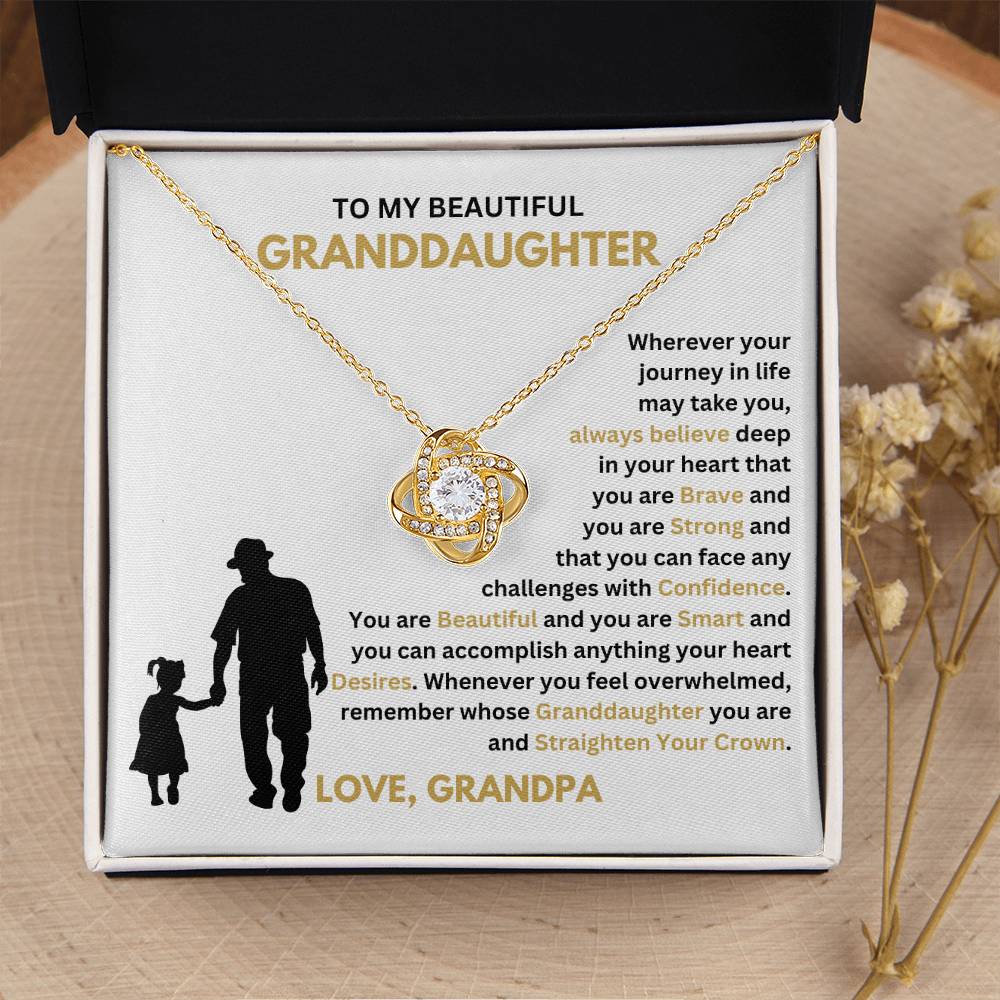 To My Granddaughter Necklace – Holiday Gift for Granddaughter Graduation from Grandpa – Love Knot Necklace