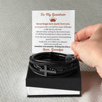 To My Grandson - Gift for Grandson from Grandpa - Never forget how much I love you - Men's Cross Bracelet