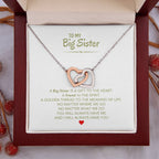 To My Big Sister Necklace - A Big Sister Is A Gift To The Heart - Gift for Sister - Interlocking Hearts Necklace