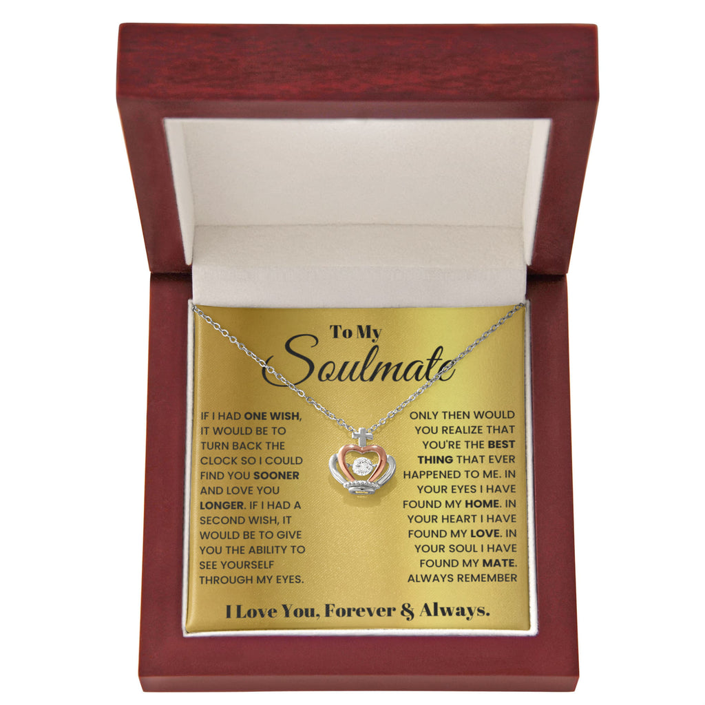 To My Soulmate Necklace - Soulmate Jewelry Gift for Valentine’s Day, Birthday & Romantic Celebrations - Crown Pendant Necklace