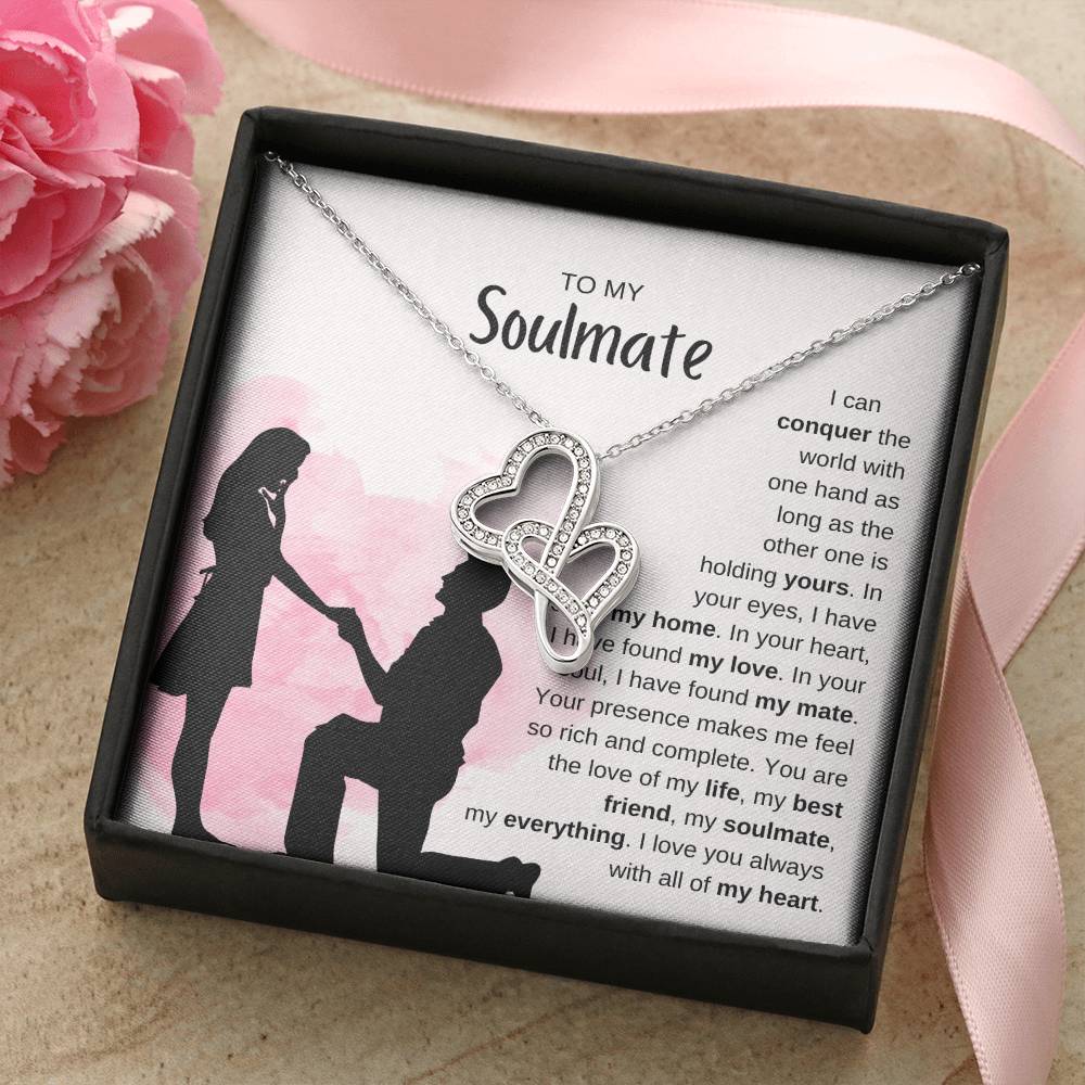 To My Soulmate Necklace - Unique Soulmate Gift for Her for Birthdays & Surprise Moments - Heart-to-heart Pendant Necklace
