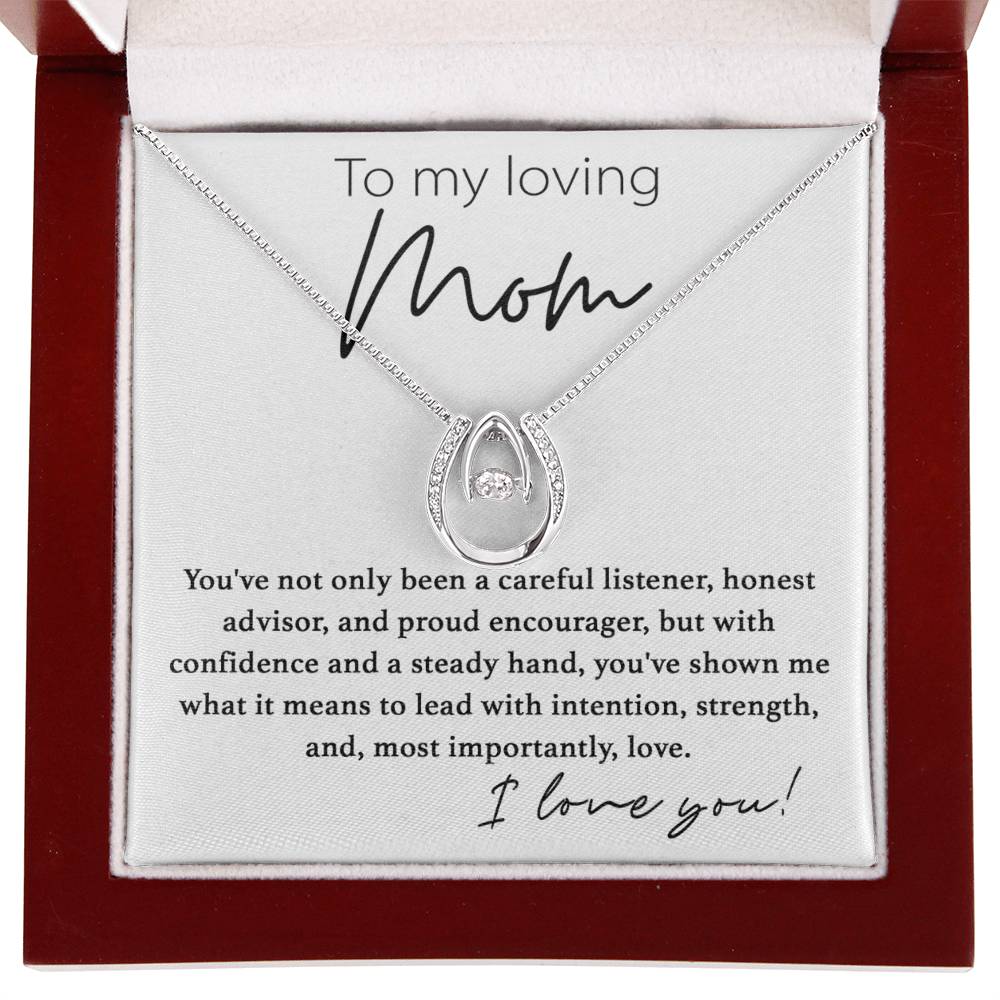 To My Loving Mom - I Love You - Lucky In Love Necklace - Sentimental Gift for Mom
