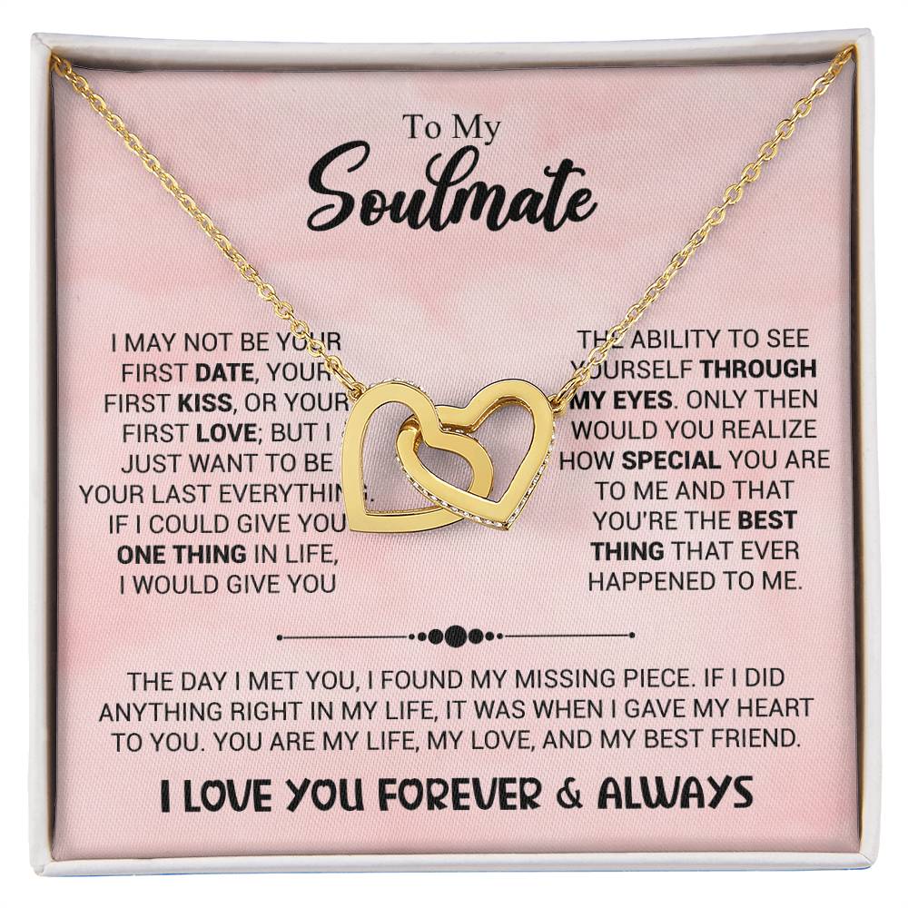 To My Soulmate Necklace - Unique Soulmate Gift for Her for Birthdays & Surprise Moments - Interlocking Hearts Necklace
