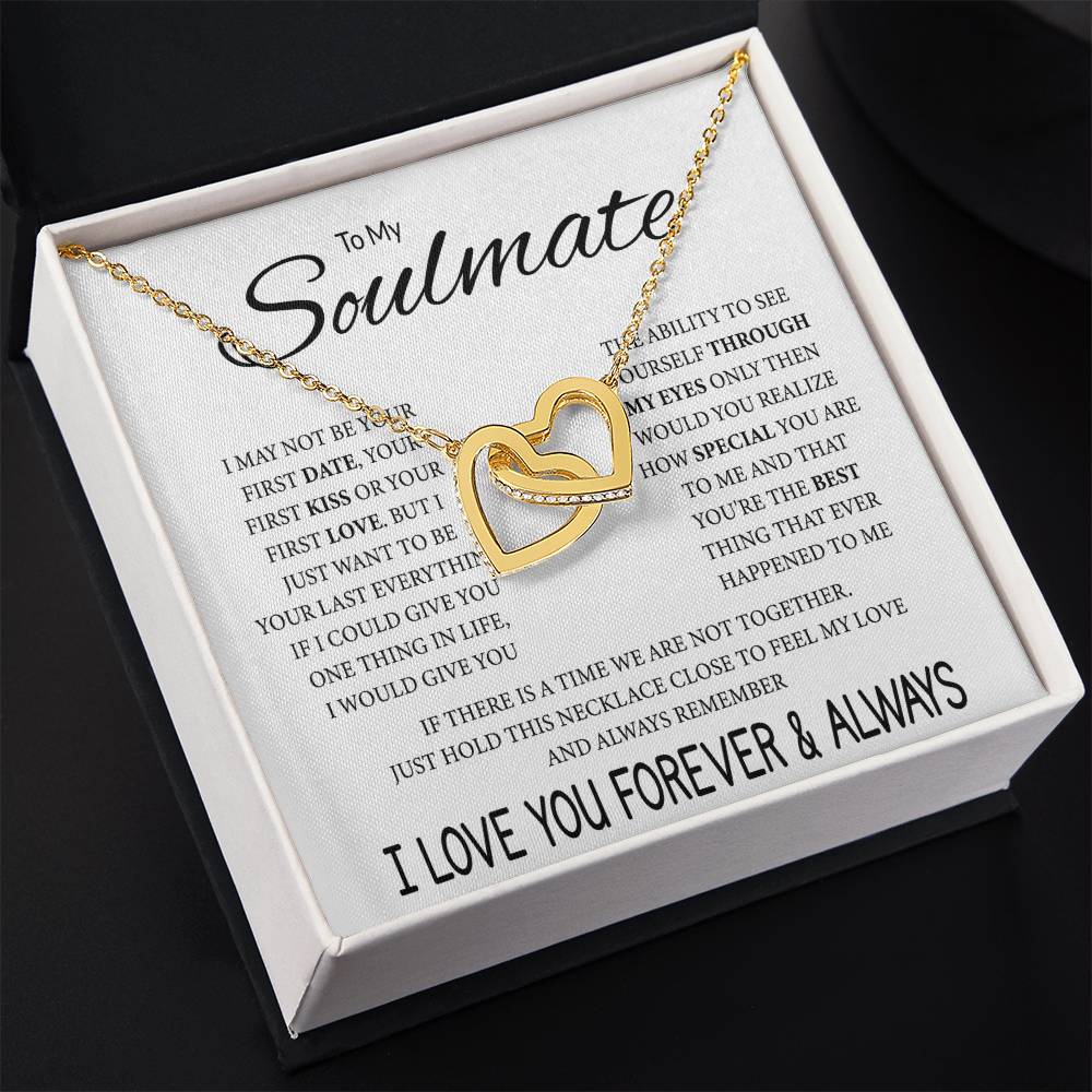 To My Soulmate Necklace - Best Soulmate Gift for Valentine’s Day & Everyday Romance - Interlocking Hearts Necklace