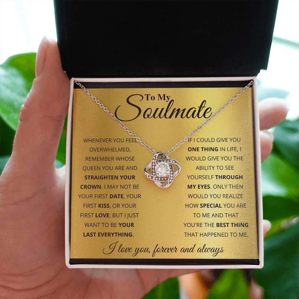 To My Soulmate Necklace - Long Distance Relationship Soulmate Gift for Romantic Occasions - Love Knot Necklace