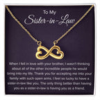 To My Sister In Law - Thank You for Accepting Me - Endless Love Necklace