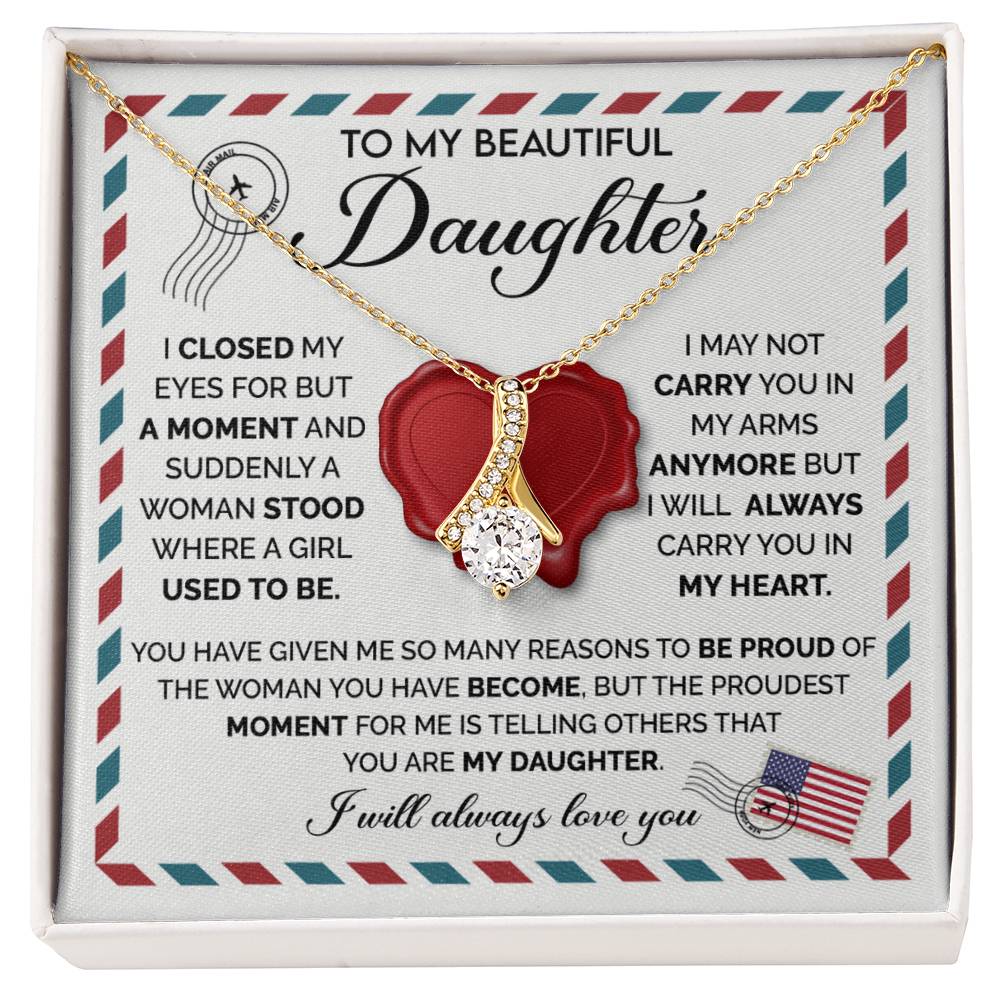 To My Daughter Necklace – Daughter Gift for Birthday Graduation Achievements – Alluring Beauty Necklace