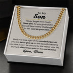 Son Necklace Gift from Mom, Birthday, Graduation & Christmas Jewelry - Cuban Link Chain