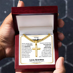 To My Grandson - I believe in you - Grandson Gift from Grandma - Artisan Cross with Cuban Link Chain