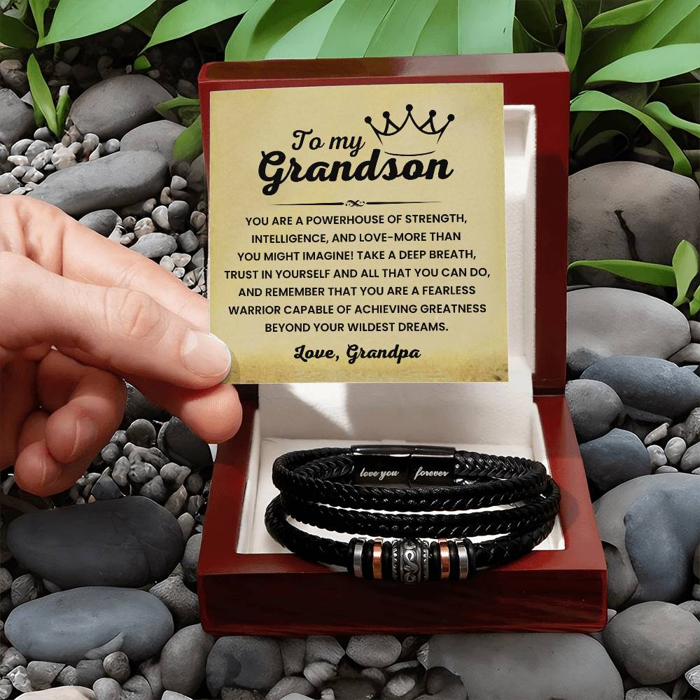 To My Grandson – Graduation, Holiday Gift from Grandpa – Love You Forever Bracelet