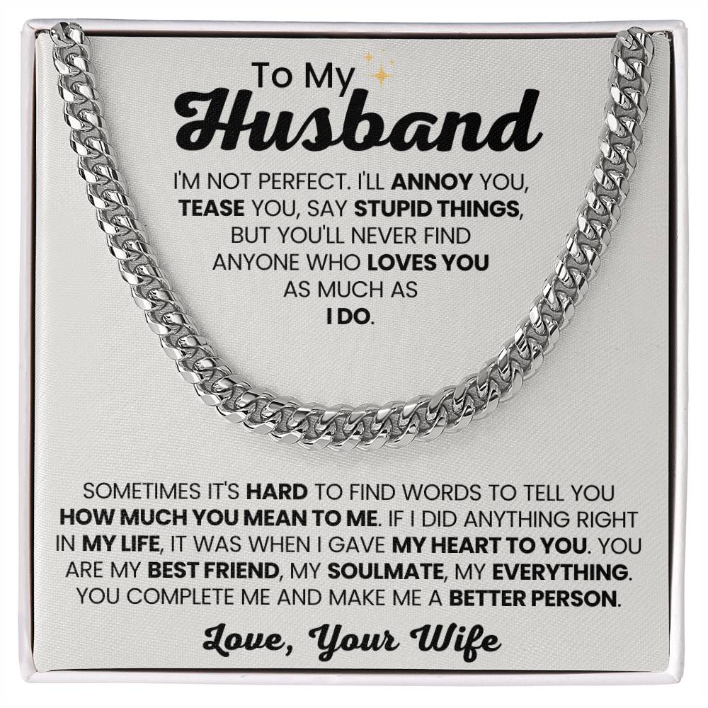 To My Husband Gift from Wife - I am not perfect - Christmas, Birthday & Valentine’s Day Gift for Him