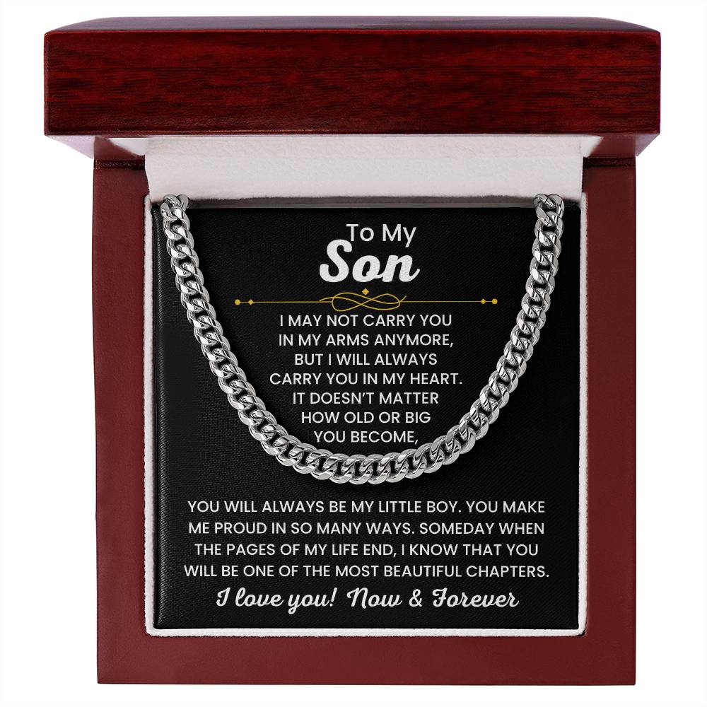 To My Son, Cuban Link Chain Necklace for Son, Birthday Gift, Stylish Teen & Young Men Accessory,