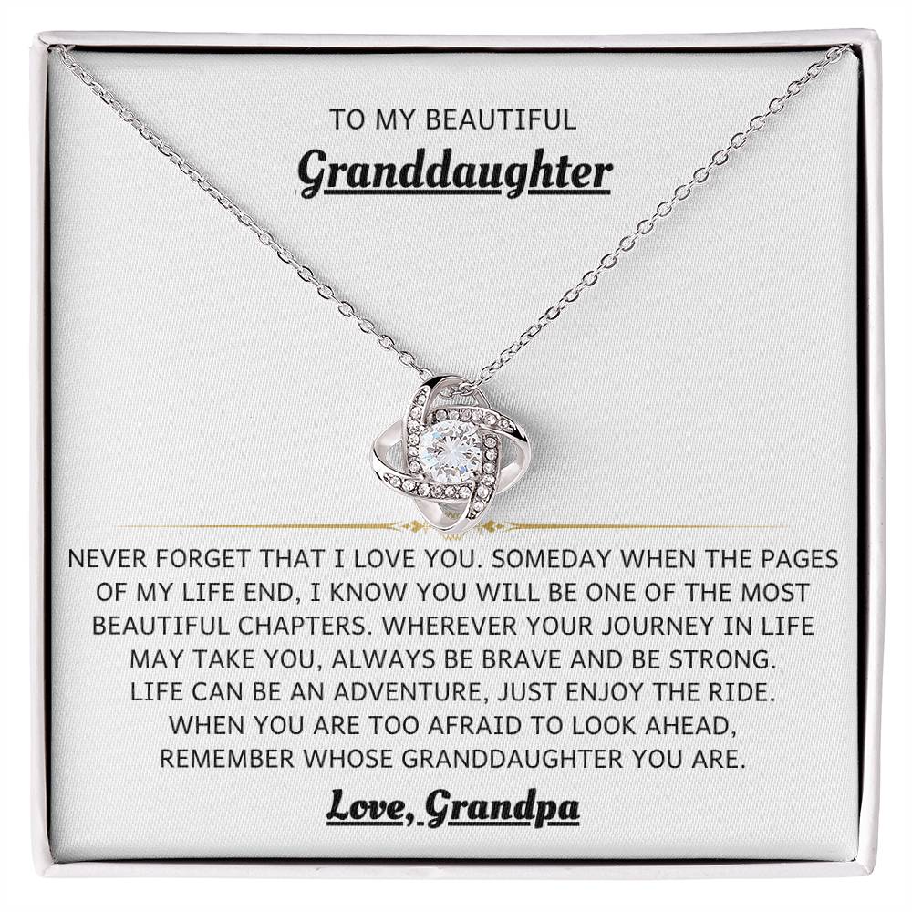 To My Granddaughter Necklace – Granddaughter Christmas Graduation Jewelry Gift – Love Knot Necklace