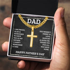 Dad - I'm proud - Artisan Cross with Cuban Link Chain - Father's Day Gift