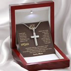 To My Son - Just hold this close to feel my love - Son Gift from Mom - Artisan Cross Necklace