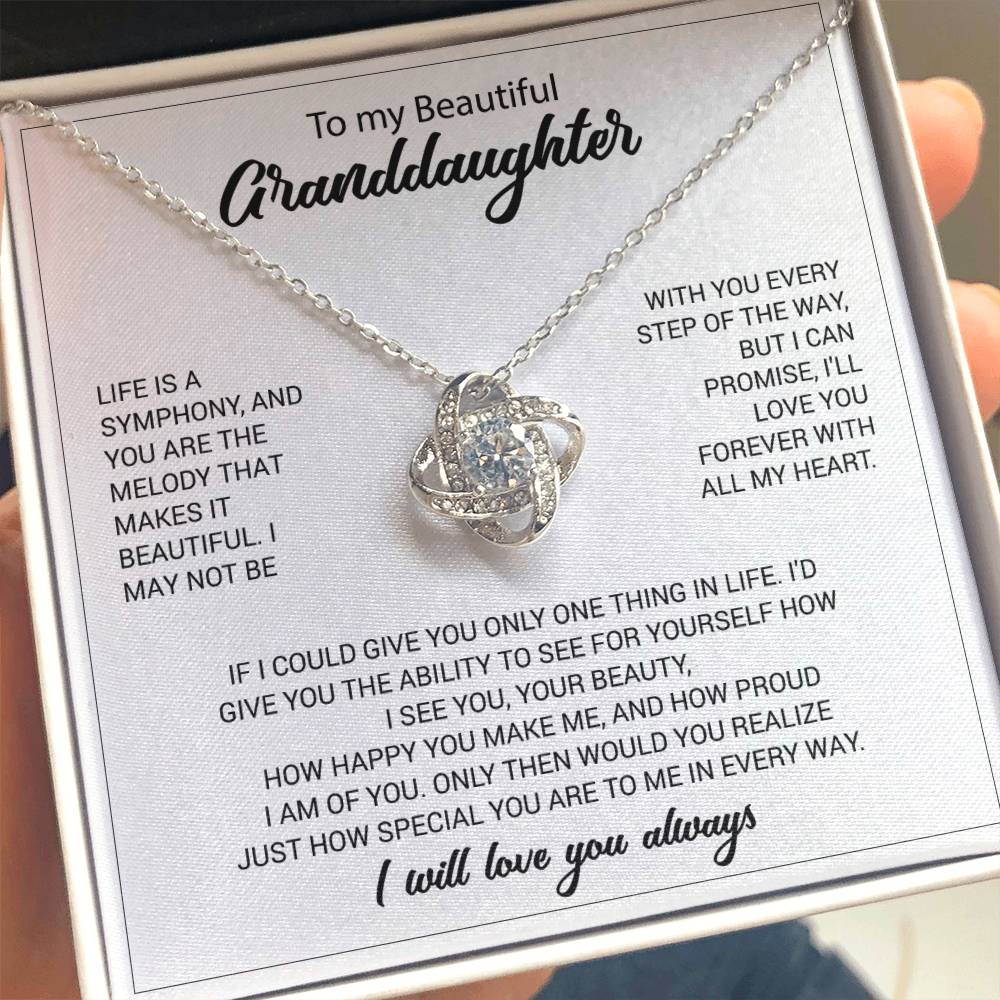 To My Granddaughter Necklace – Birthday & Graduation Jewelry for Granddaughter – Love Knot Necklace