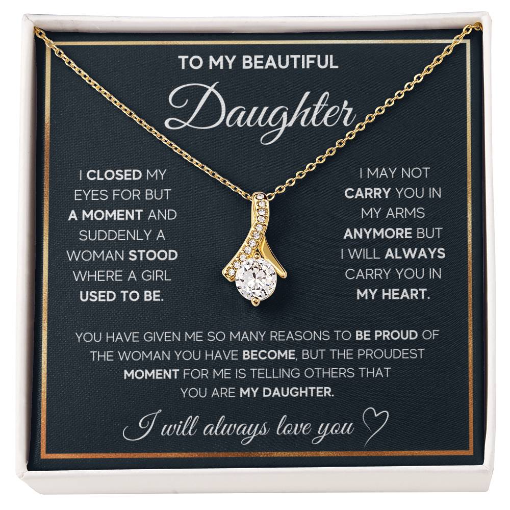 To My Daughter Necklace – Daughter Necklace for Graduation Birthday Occasions from Mum – Alluring Beauty Necklace
