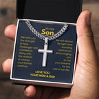 To Our Son - Son Gift from Mom and Dad - Artisan Cross with Cuban Link Chain
