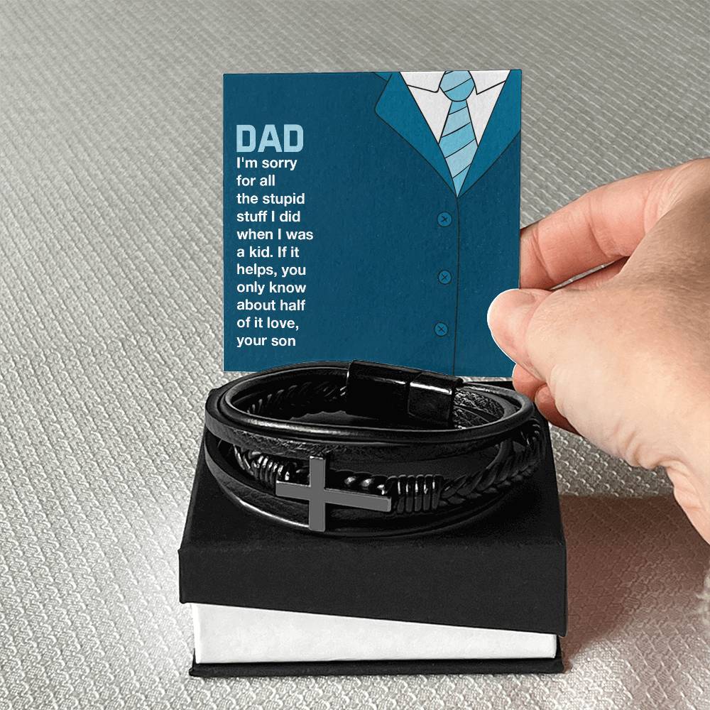 Dad You only know about half of it love - Gift from Son to Dad - Men's Cross Bracelet