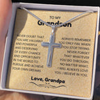 To My Grandson - Gift for Grandson from Grandpa - I will always love you - Artisan Cross Necklace